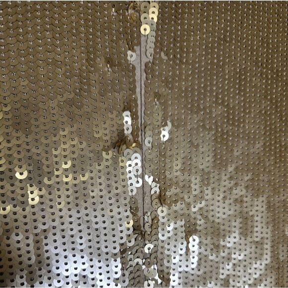 NICOLE MILLER gold sequin sleeveless silk shift party‎ NYE dress 4 - Picture 6 of 12